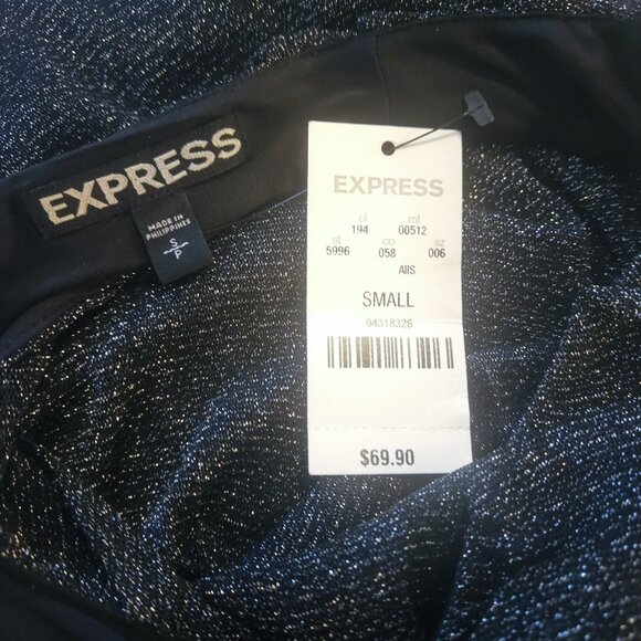 NWT Express S Metallic Ruched Bodycon Dress Sleveless V-Neck Mini Black Small - Picture 3 of 7